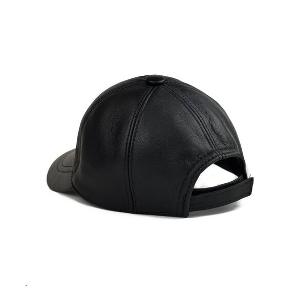 2 Pack Genuine Leather Ball Cap - Adjustable Baseball Hat Black & Bordo Color - Picture 6 of 13